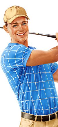 A golfer. Illustration for packaging. 