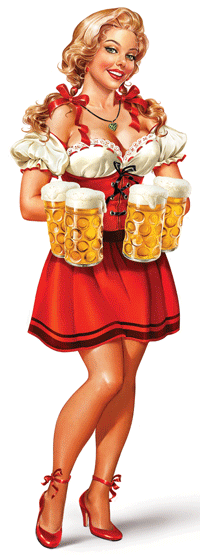 女孩啤酒"巴伐利亚"的。