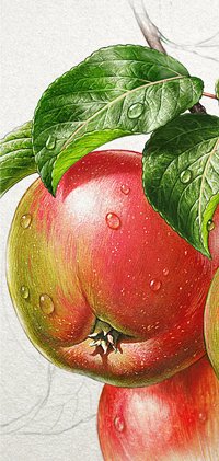 Illustration mit Äpfeln. 