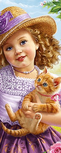 Девочка с котенком. Иллюстрация.