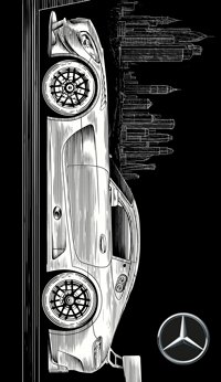 Автомобиль Mercedes-AMG-GT3. Векторная иллюстрация. Для Мercedes. ОАЭ.