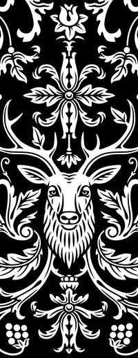 Deer and hares. Vector engraving.