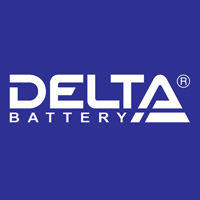 Logo for DELTA batteries. 