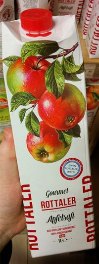 Mit Äpfeln verzweigen. Illustration für ROTTALER Saft. Für Rottaler Fruchtsaft. Deutschland. 