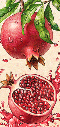watercolor orange pomegranate